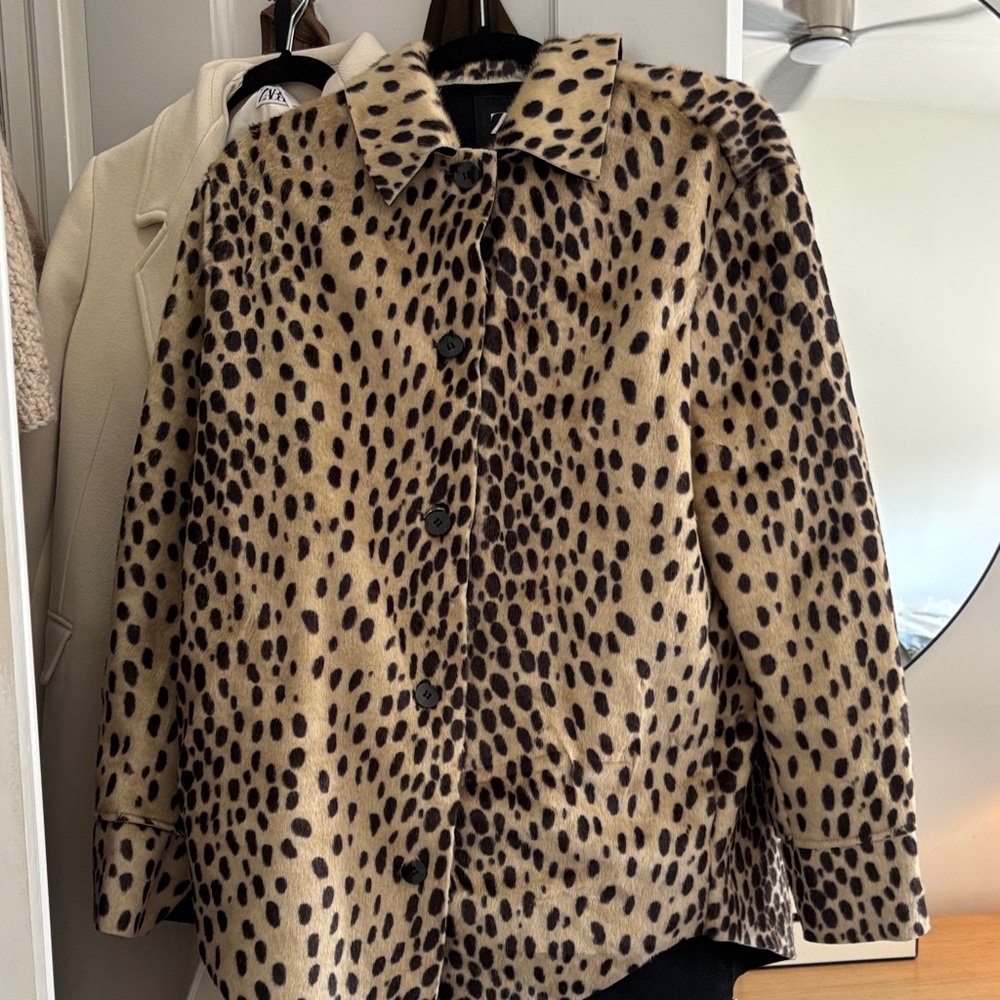 Leopard Print Button-Up Jacket - image 1